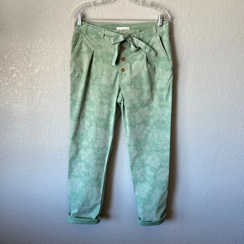 *FIRM PRICE* Sundance Bastille easy two tone green floral high rise chino - Picture 2 of 10